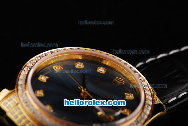 Rolex Datejust Automatic Movement ETA Coating Case with Diamond Bezel/ Markers - Click Image to Close
